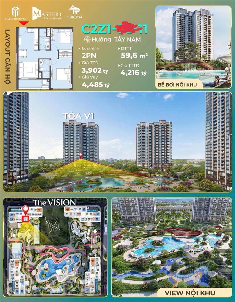 Bán căn 2pn masteri era landmark giá tốt nhất vinhomes ocean park 3. giá chỉ 65 triệu / m2