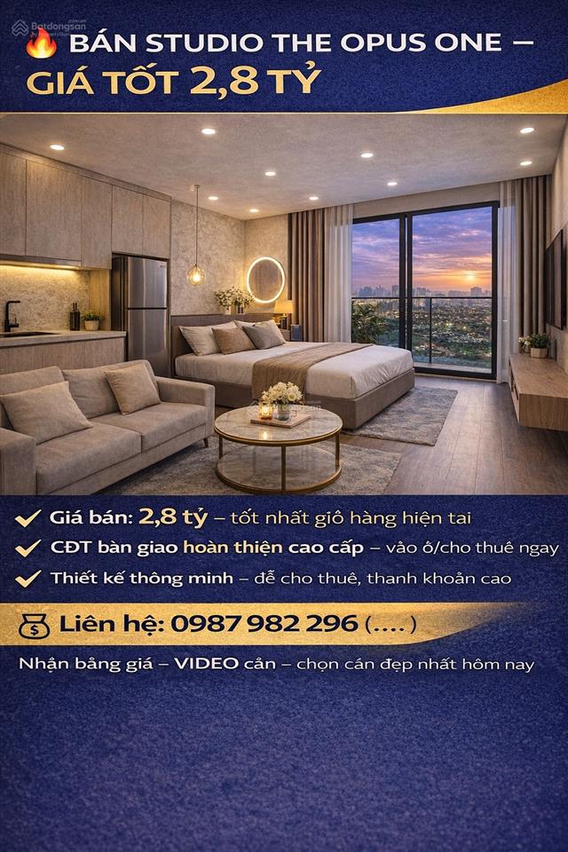 1 căn studio the opus one duy nhất chỉ 3,1 tỷ căn hiếm, dễ mua, dễ cho thuê