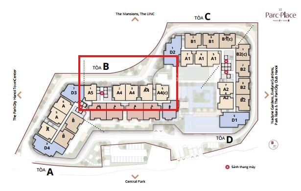 Căn 2 ngủ+ 120m2 view toàn cảnh thấp tầng, ban công đông bắc leparc placepark city