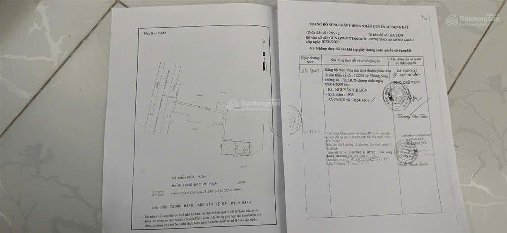 Bán gấp lô đất ở khuôn viên khủng 4000m2 (có 850m2 là đất thổ cư)  tân phong quận 7
