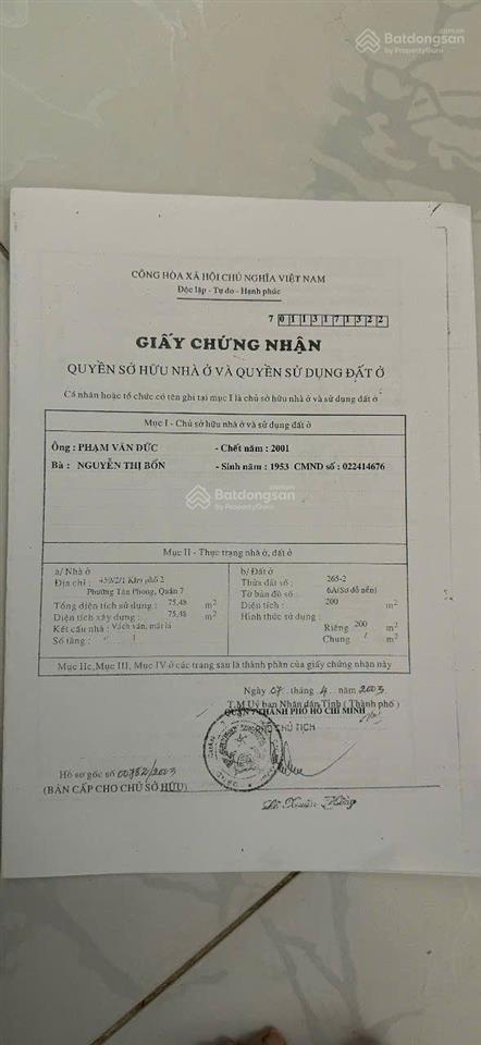Bán gấp lô đất ở khuôn viên khủng 4000m2 (có 850m2 là đất thổ cư)  tân phong quận 7
