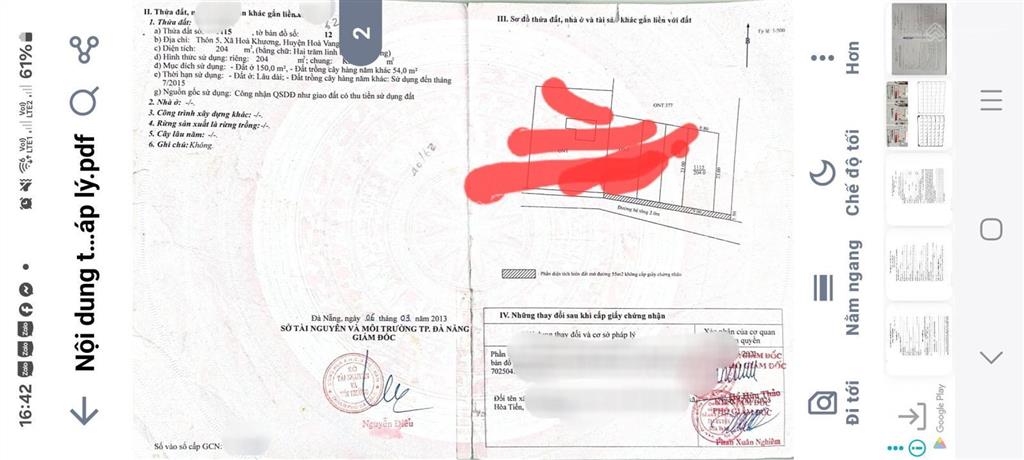 Bán nhà vườn 2 mặt tiền đường thôn 5, xã hòa khương, hòa vang, tp đà nẵng