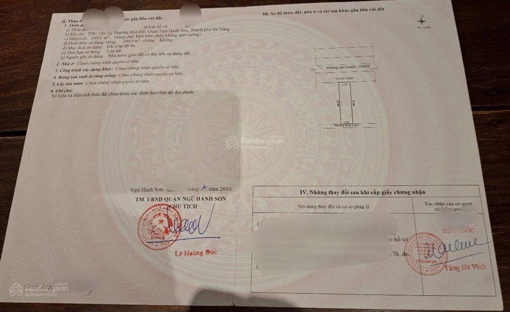Bán cặp 200m đường tân trà, phường ngũ hành sơn, tp đà nẵng