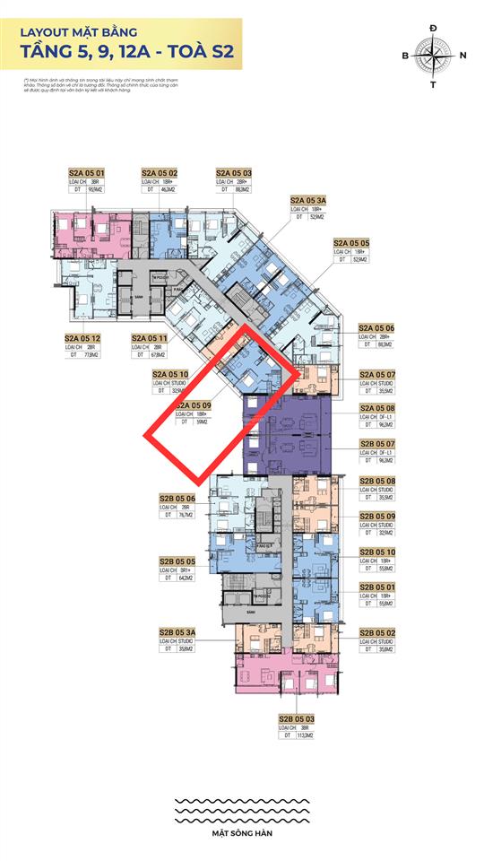 Căn hộ 1pn+ diện tích ngang với căn 2pn sở hữu 2 tầm view công viên và sông hàn giá cực tốt