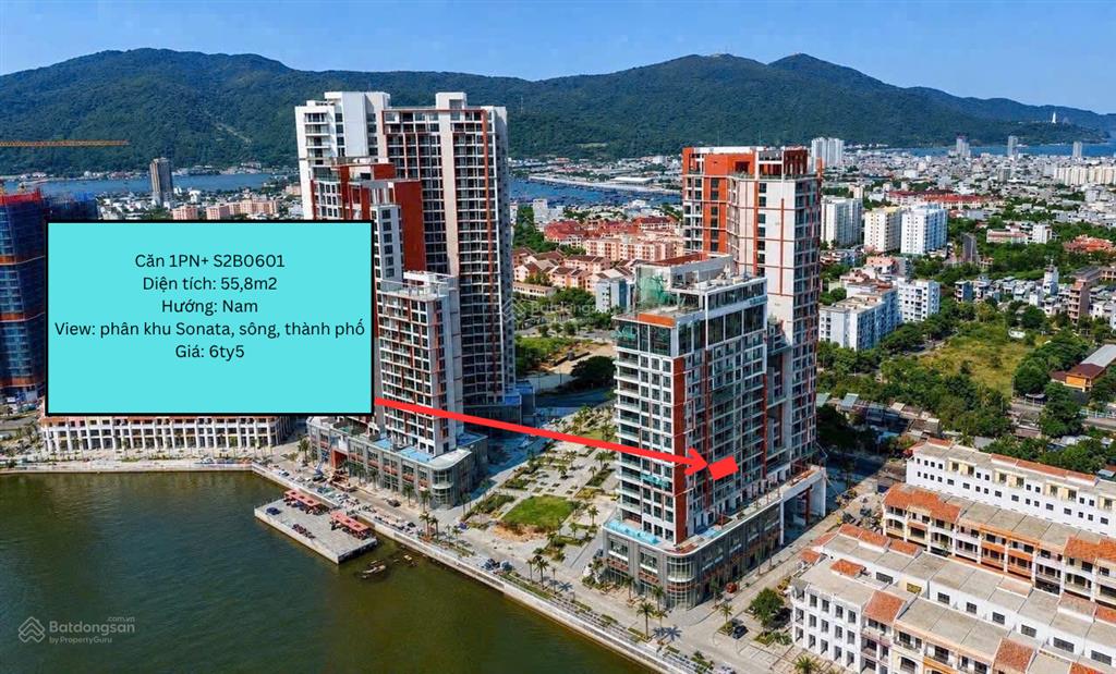 Căn 1pn+ sở hữu 3 tầm view sôngthành phốphân khu phố kinh doanh sonata tầng trung giá cực tốt