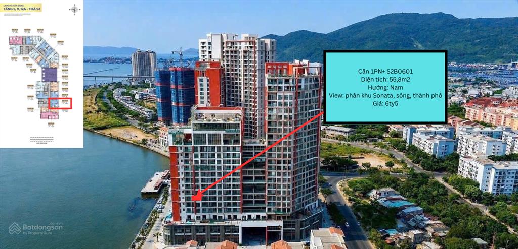 Căn 1pn+ sở hữu 3 tầm view sôngthành phốphân khu phố kinh doanh sonata tầng trung giá cực tốt