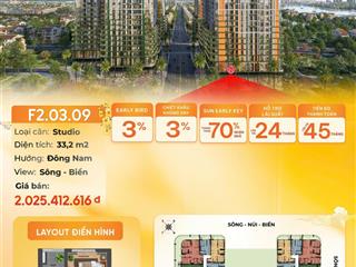 Hàng nổi bật căn hộ studio view hướng đông nam cực thoáng giá gốc từ chủ đầu tư sun group