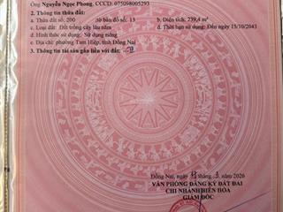 Chính chủ cần bán đất 2 mặt tiền đường nguyễn bảo đức, phường tam hiệp, tp biên hoà  đồng nai