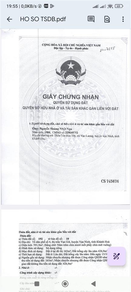 Bán đất mặt tiền đường lý thường kiệt, tt. vạn giã, vạn ninh diện tích lớn 591,9m2