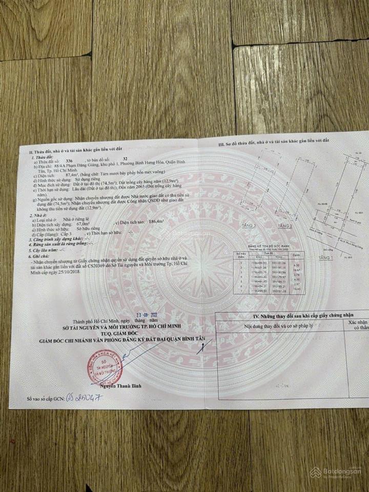 Chính chủ cần bán nhà đẹp 4 tầng phạm đăng giảng bình tân, 87,4m2, hẻm 6m, kdc an ninh, chỉ 8,6 tỷ