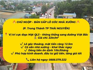 Nhà xưỡng mặt ql3 mt 12,5m giá 4,3ty