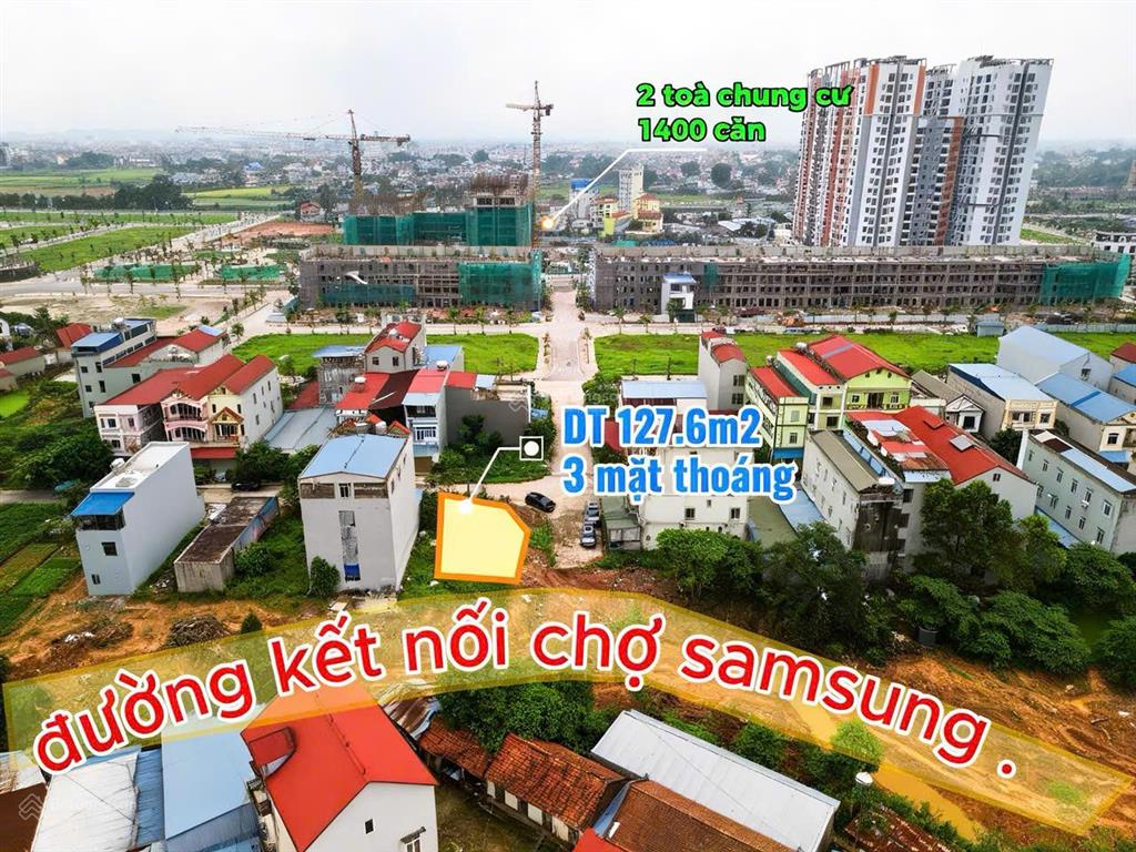 Lô góc 3 mặt thoáng ngay sát chân chung cư yên bình complex 1400 căn giá 31,5tr/m