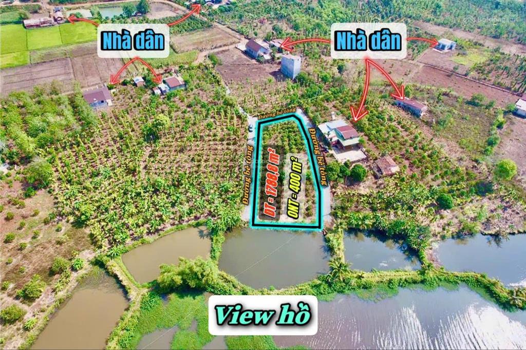 View hồ tự nhiên cư kuin sẵn thổ cư 400m2 giá hơn 2 tỷ chỉ còn 1 tỷ 799 triệu