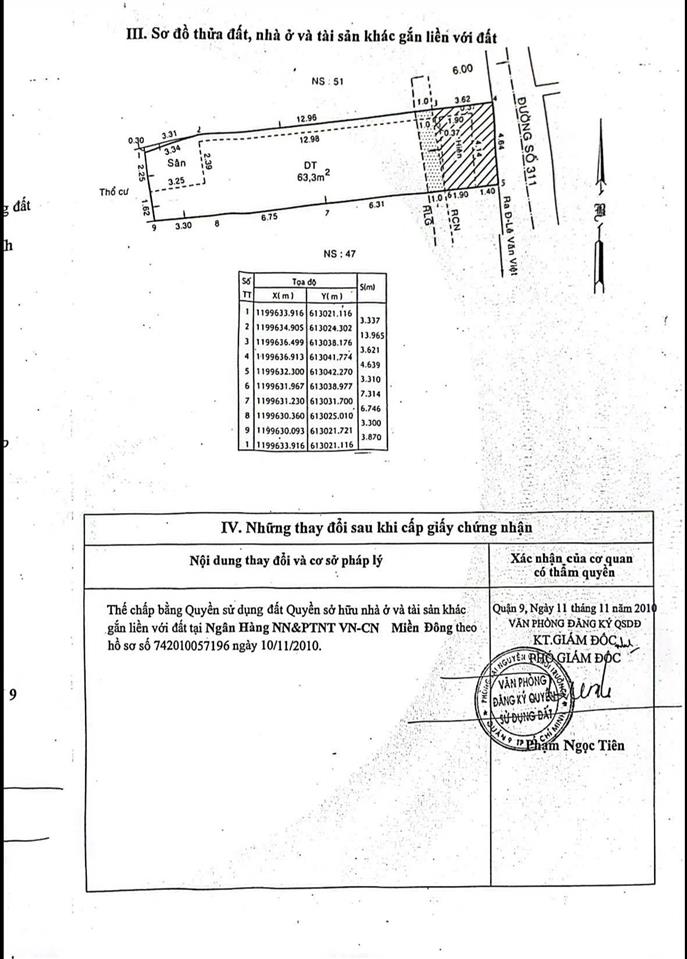 Bán nhà chính chủ đường 311, phường hiệp phú, quận 9