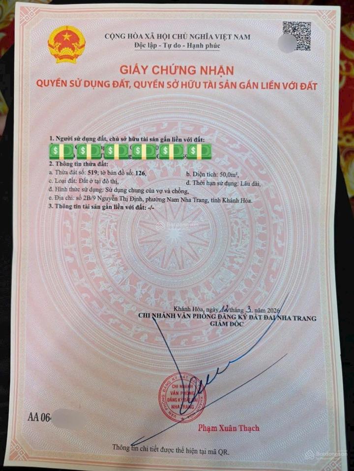 Bán gấp lô đất nền phường nam nha trang chỉ 3 tỷ, sổ hồng riêng cơ hội hiếm xây nhà an cư