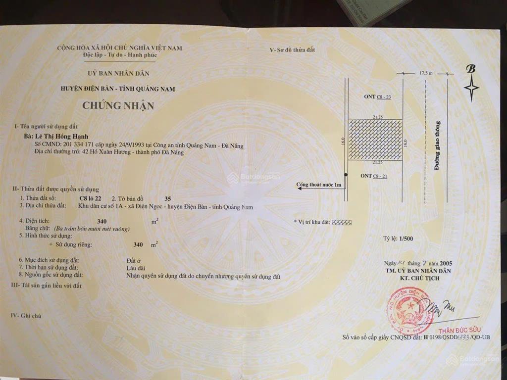 Bán lô biệt thự ngang 15m sát trần hưng đạo khu 1a đà nẵng ngay sát fpt  0905 959 ***