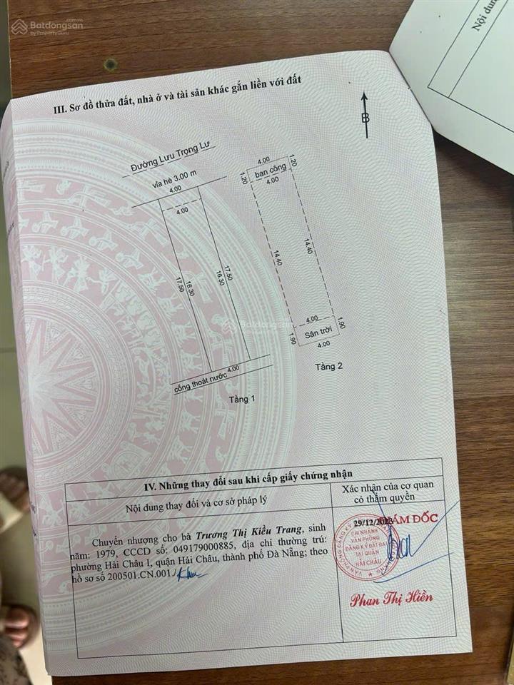 Bán căn nhà 2 tầng lưu trọng lư sát sông, giá chỉ 7,5 tỉ.  quy 0905 959 ***