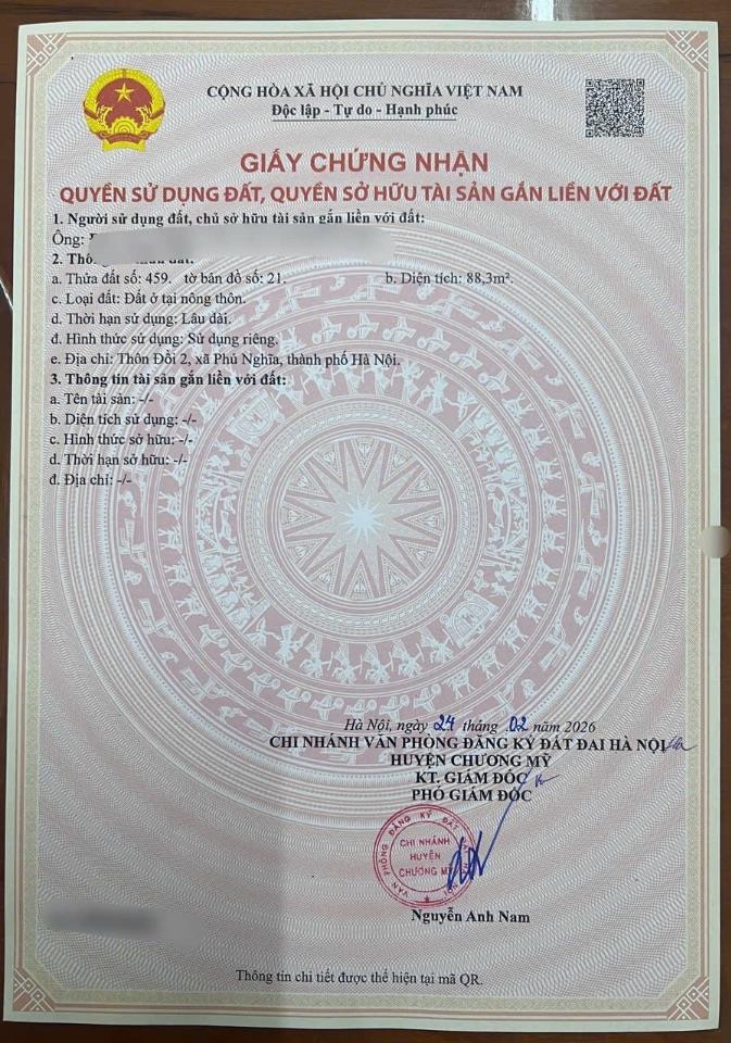 Chính chủ gửi bán 88,3m2 đất Đồi 2 xã Phú Nghĩa, bám trục ql6 giá nhỉnh 2 tỷ