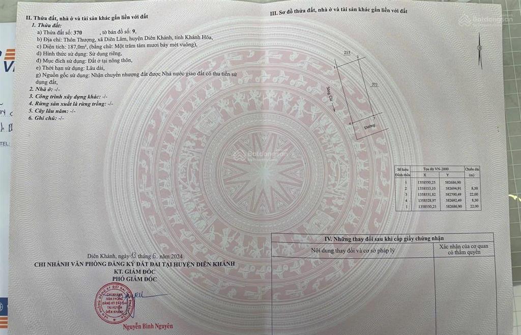 Diên lâm full thổ cư, diên khánh ngay hương lộ 39. cách tttp nha trang 20 phút giá bán nhanh 750tr