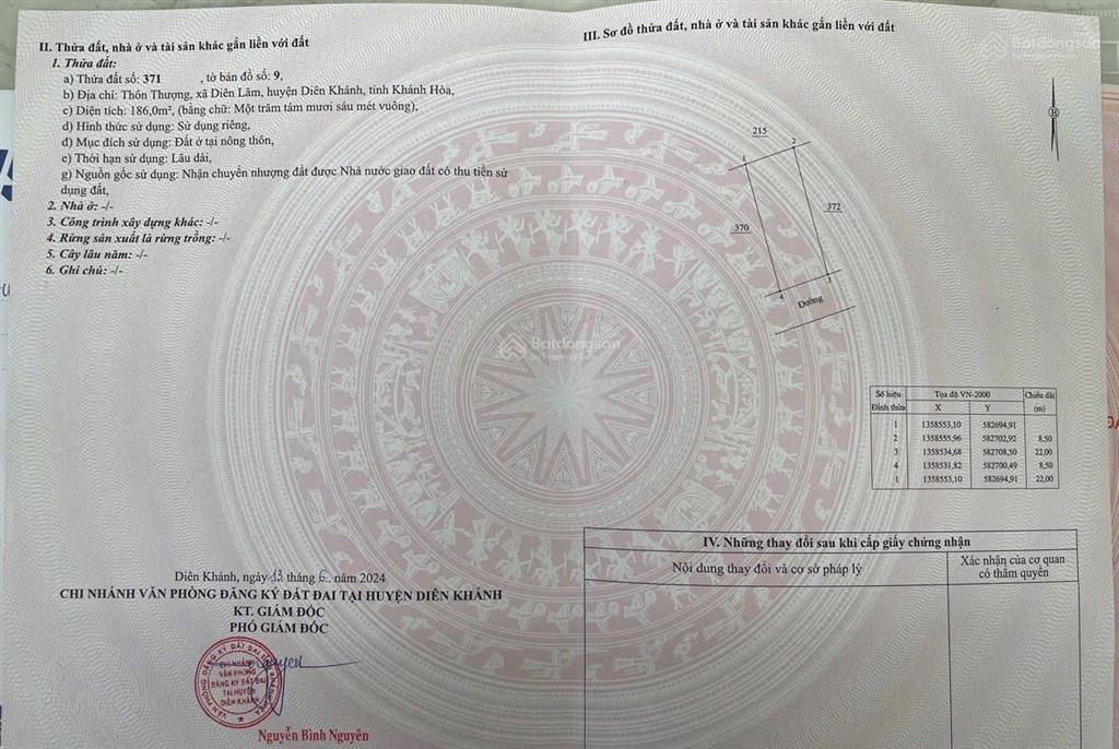 Diên lâm full thổ cư, diên khánh ngay hương lộ 39. cách tttp nha trang 20 phút giá bán nhanh 750tr