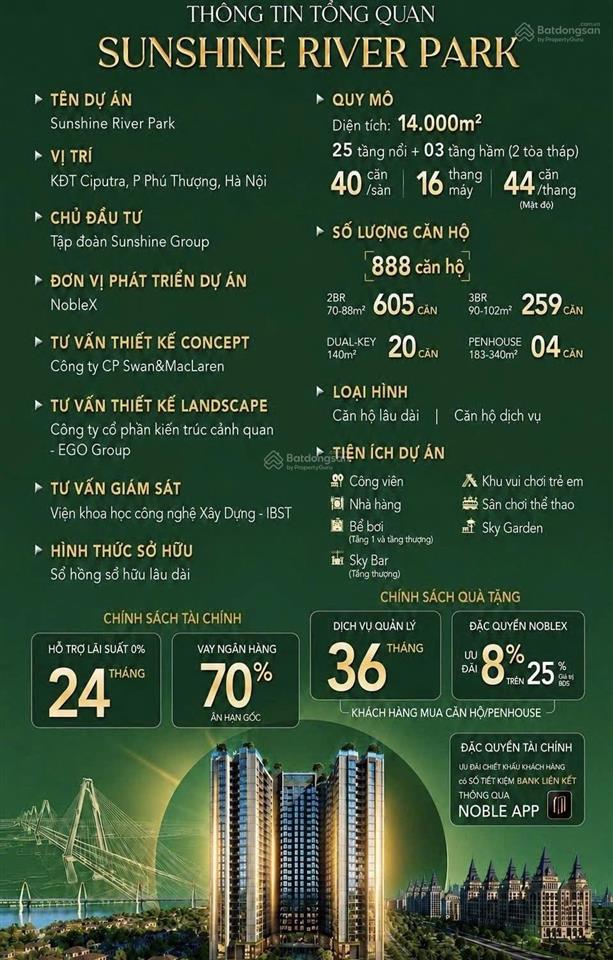 Chỉ 6,x tỷ căn 2 pn sunshine river park tọa độ vàng ciputra