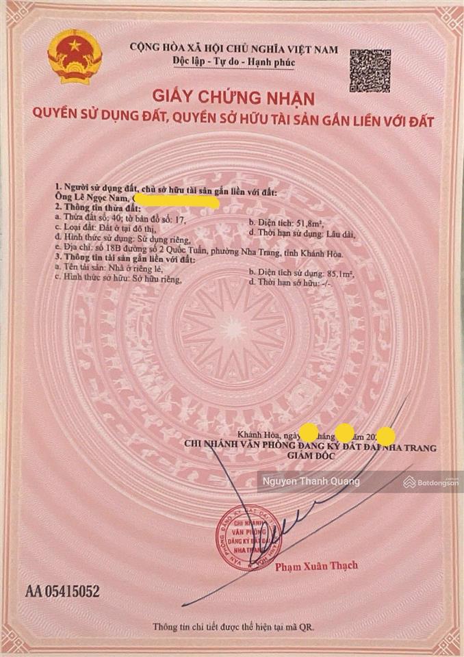 Nhà 2 tầng tttp nha trang 5,5 tỷ 2 phòng ngủ 2 vệ sinh, vùng lõi nt gần nhà vh thiếu nhi tỉnh