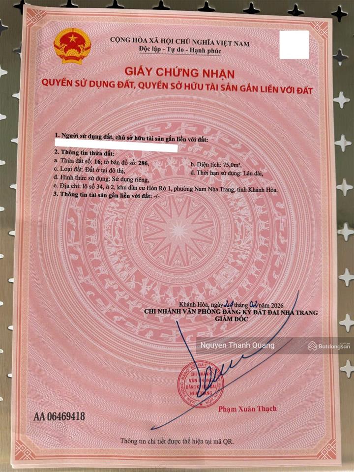 Lô biệt thự view sông vĩnh cửu 14,3 tỷ  150m2 ngang 10m phường nam nha trang đối diên charmoracity