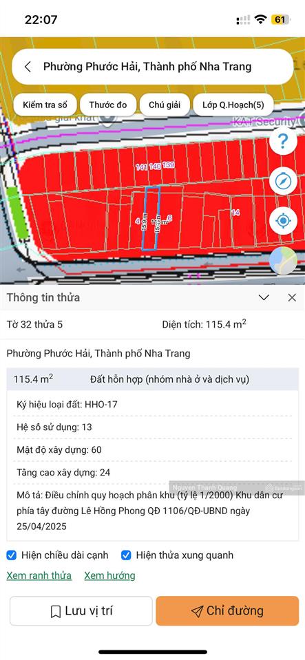 Đất mặt đường tttp nha trang kinh doanh 6,578 tỷ  115m2