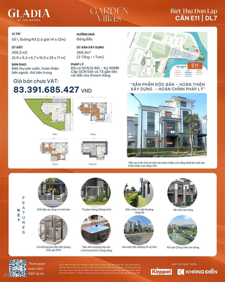 Biệt thự đơn lập mặt tiền giáp sông e11 độc bản khẳng định vị thế chủ nhân