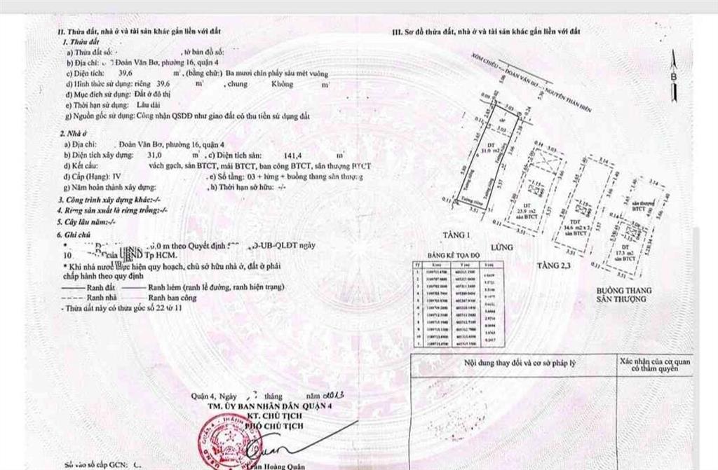 Quận 4  nhà mặt tiền đoàn văn bơ, 39,6m2, 5 tầng, 6,4 tỷ