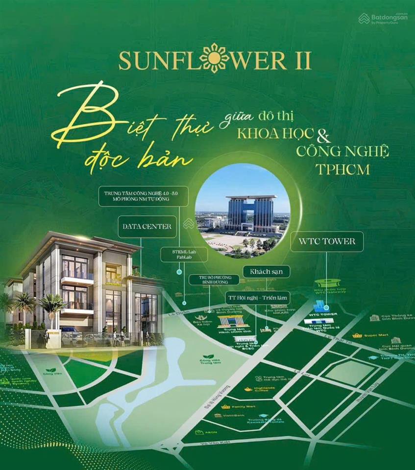 Bán biệt thự sunflower 2 villa, phường hòa phú, thành phố thủ dầu một, bình dương