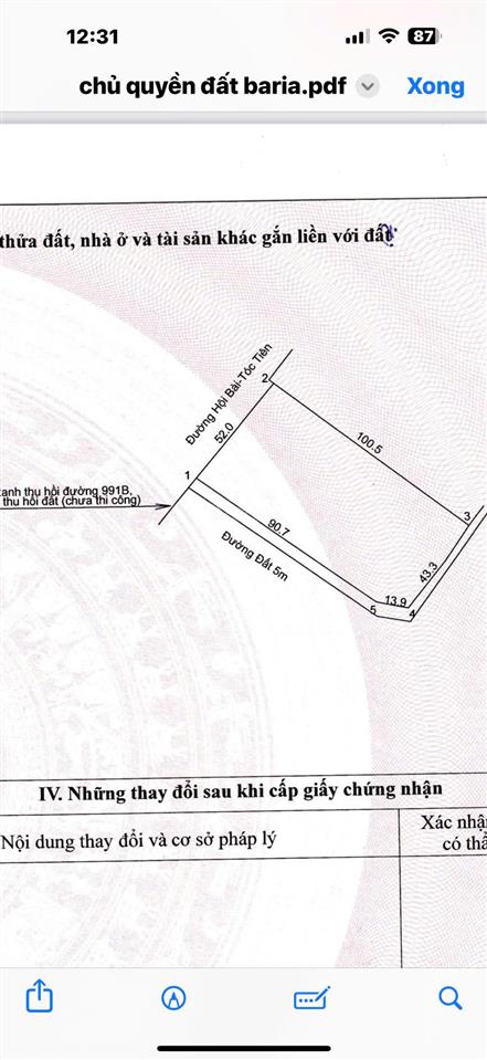 Cần bán 8.600m2 đất làm kho xưởng, mặt tiền châu pha hội bài, hướng đi cao tốc biên hòa vũng tàu