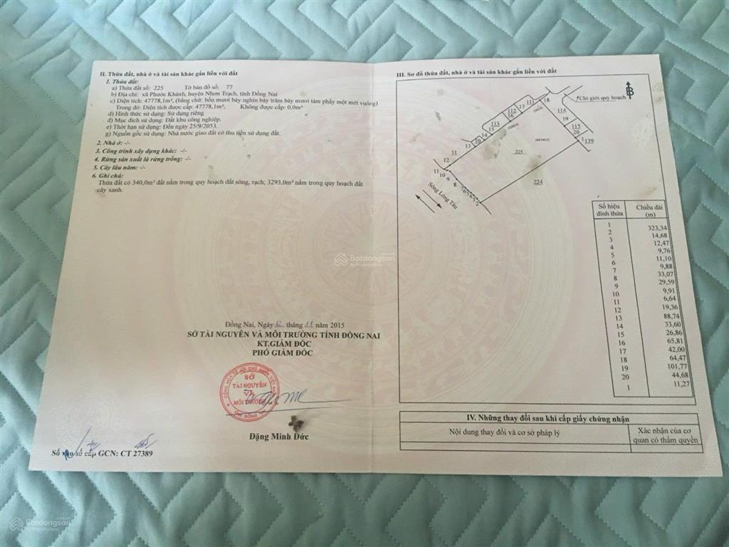 Bán 2 thửa đất công nghiệp liền kề xã đại phước, đồng nai