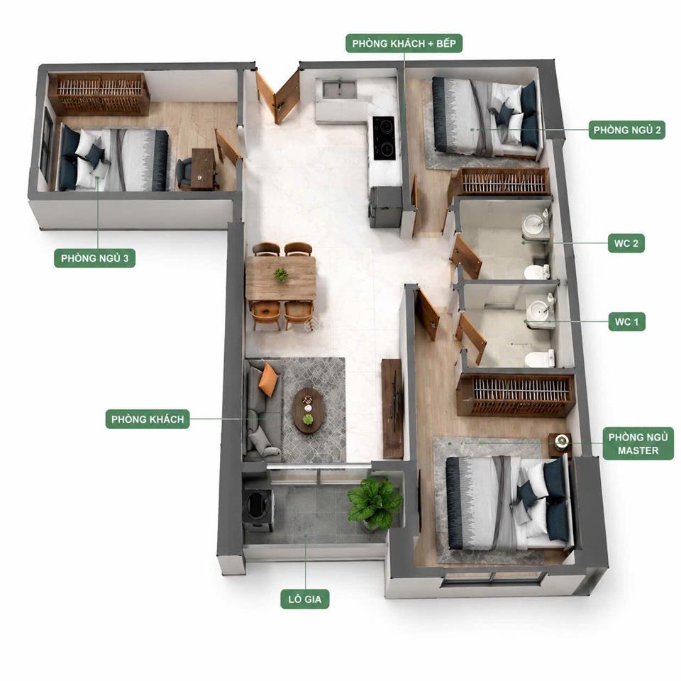 Căn hộ bcons 3pn 2wc tại bcons city