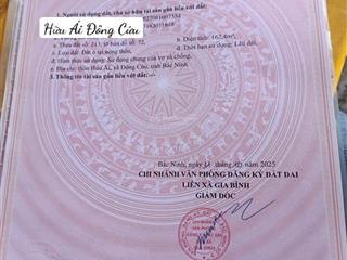 Bán đất 162m2, 13 triệu/m2, giang sơn, gia bình, bắc ninh đẹp xuất sắc