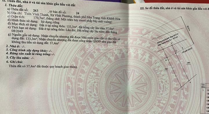 Chính chủ bán đất vĩnh phương  nha trang