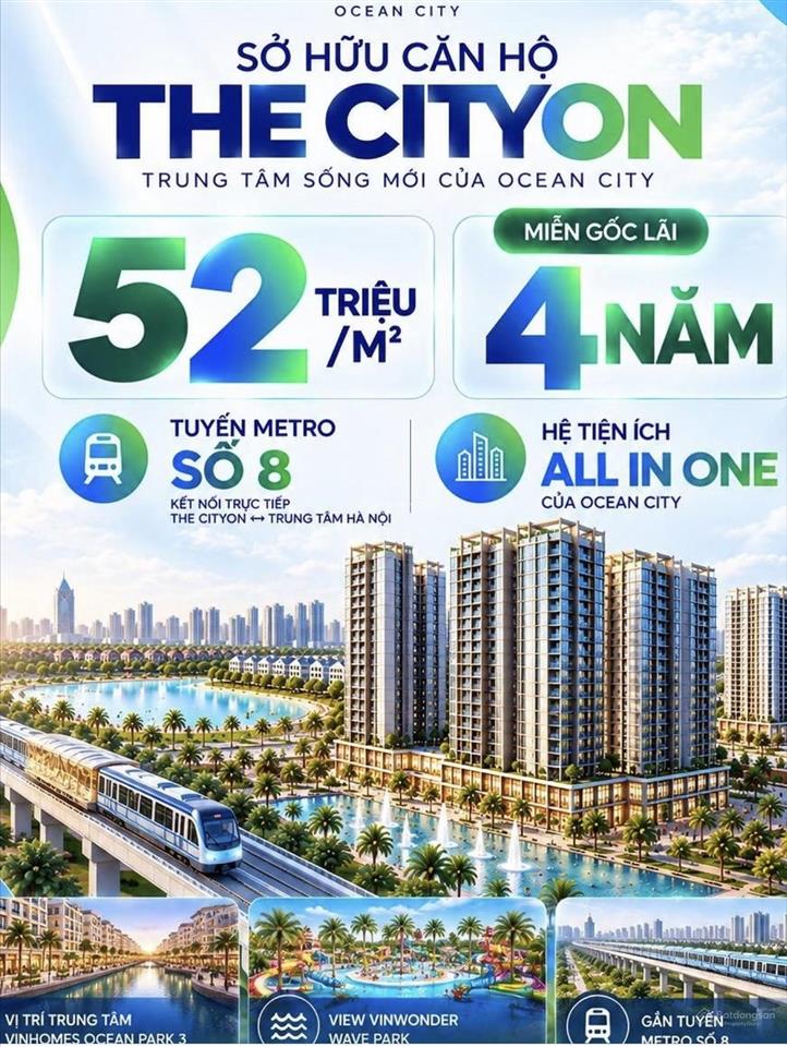 Chính thức nhận booking the cityon  giá chỉ từ 5x triệu/m