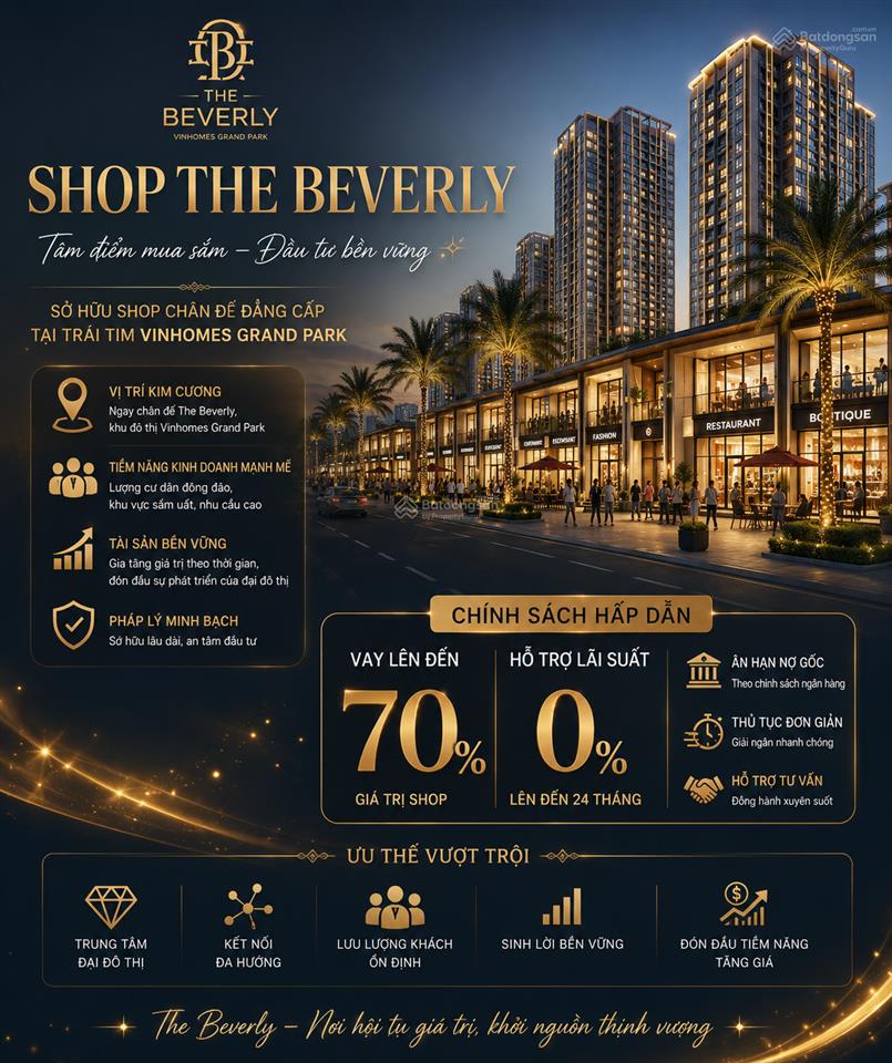 Shop khối đế the beverly giá dự kiến 6 tỷ 7 diện tích 35m2 tại vinhomes grand park