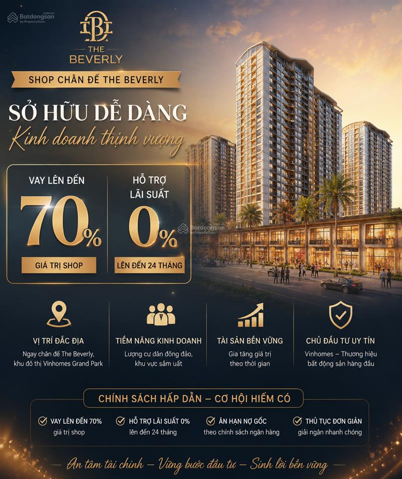 Shop khối đế the beverly giá dự kiến 6 tỷ 7 diện tích 35m2 tại vinhomes grand park