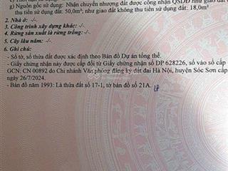 Chính chủ bán 68m2 thôn tân an xã nội bài