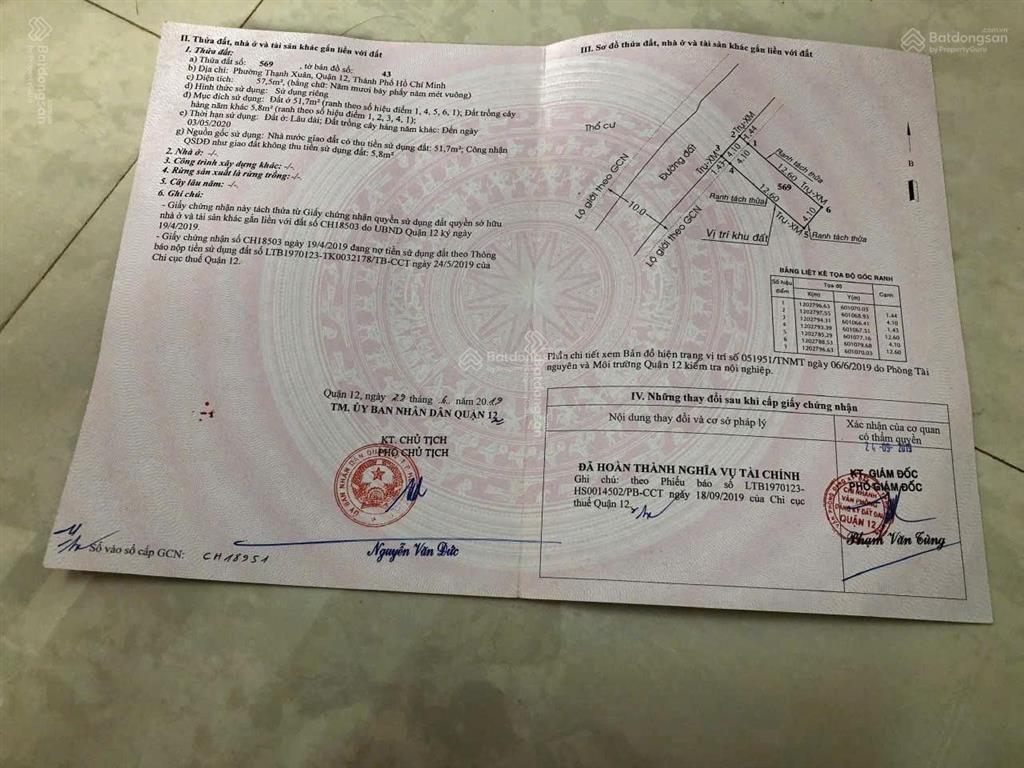 Bán đất khu dân cư cao cấp 501/10 hà huy giáp( 1 sẹc hà huy giáp)
