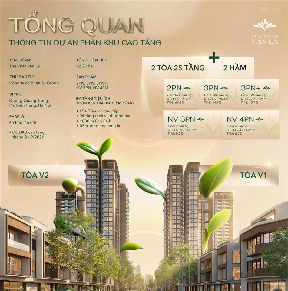 Chỉ với 900tr sở hữu ngay căn hộ 2pn tại the vista văn la hà đông