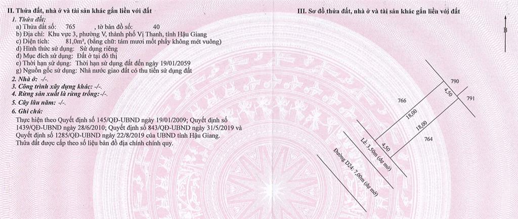 Bán 81m2 odt tại phường v, tp.vị thanh, t.hậu giang