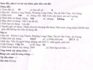 Bán 166m2 odt tại p.long châu, tx.tân châu, t.an giang