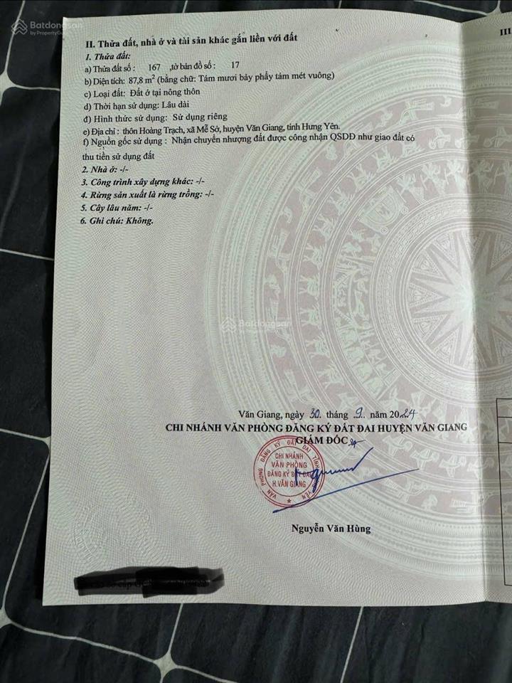 Bán nền 88m2 đối diện đấu giá hoàng trạch mễ sở hưng yên vị trí đối diện đất đấu giá