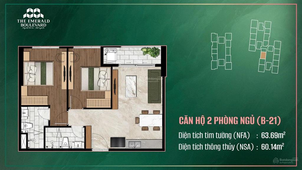 Dòng căn 2pn đáng xuống tiền nhất the emerald boulevard chỉ từ 3.7 tỷ