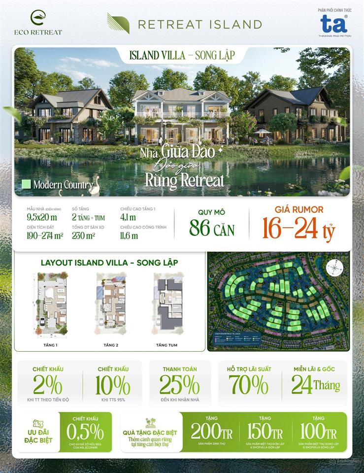 Nhà phố vườn rừng phượng eco | giá chỉ từ 5 tỷ 9  thanh toán chỉ 10% đến khi nhận nhà