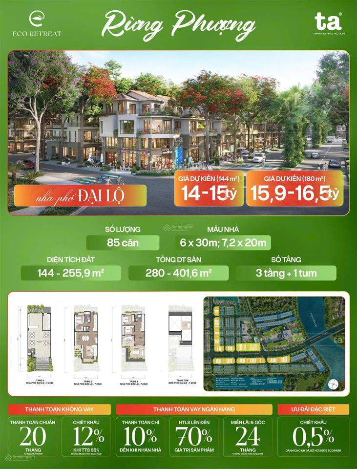 Bán nhà phố đại lộ eco retreat long an diện tích 144m2 | giá chỉ 14 tỷ