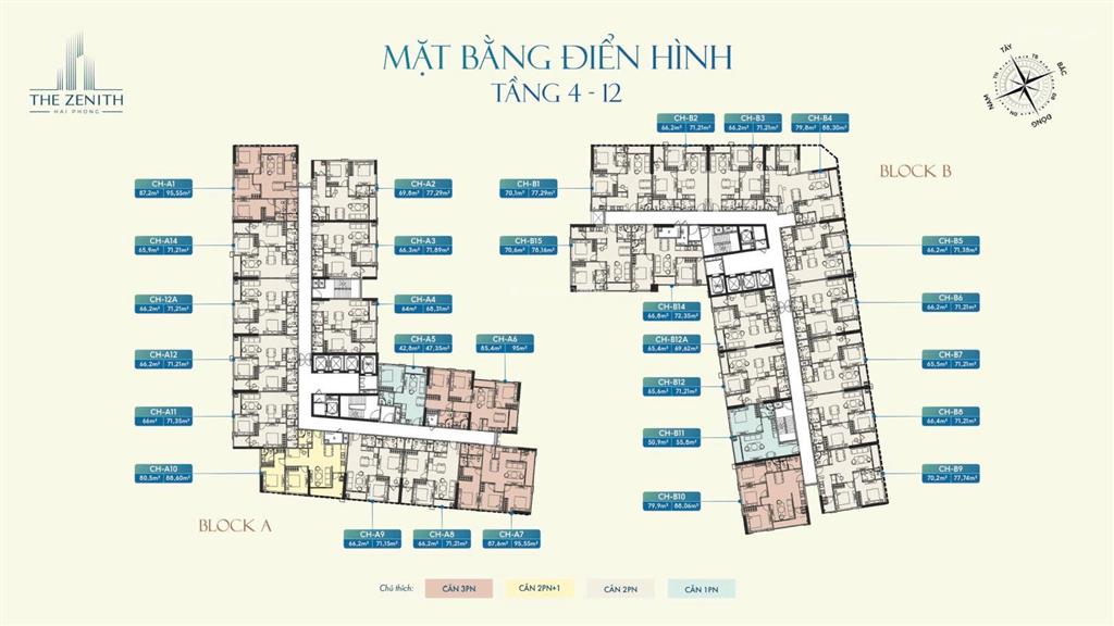Bán căn hộ the zenith giá tốt hải phòng, giá 2,5tỷ, 2 ngủ 66,5m2