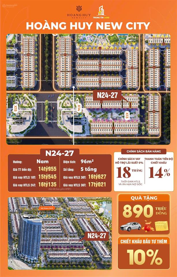 Bán liền kề chân khối đế chung cư thương mại hoàng huy new city, chỉ hơn 15 tỷ
